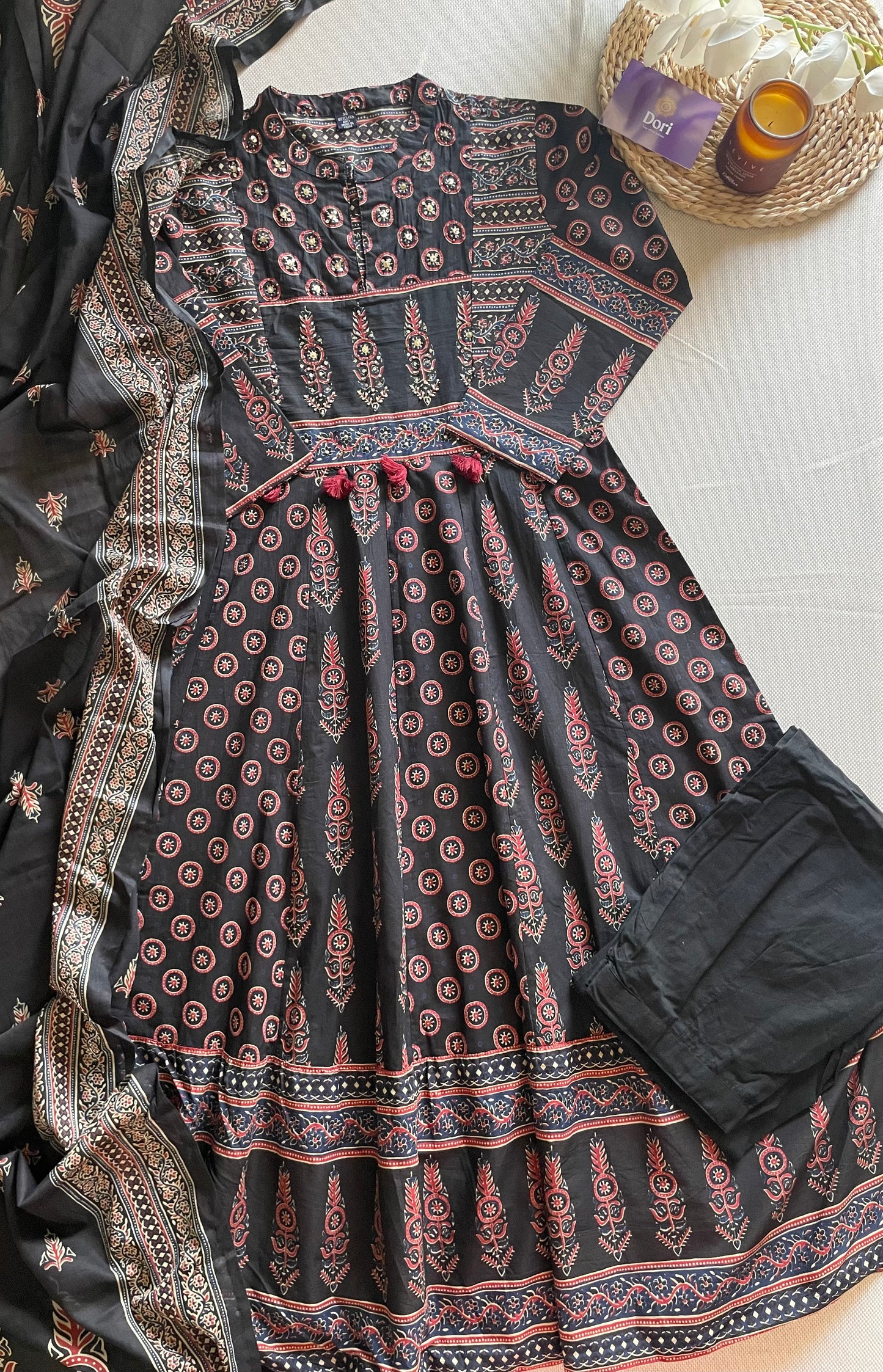 Ajrakh flared Anarkali