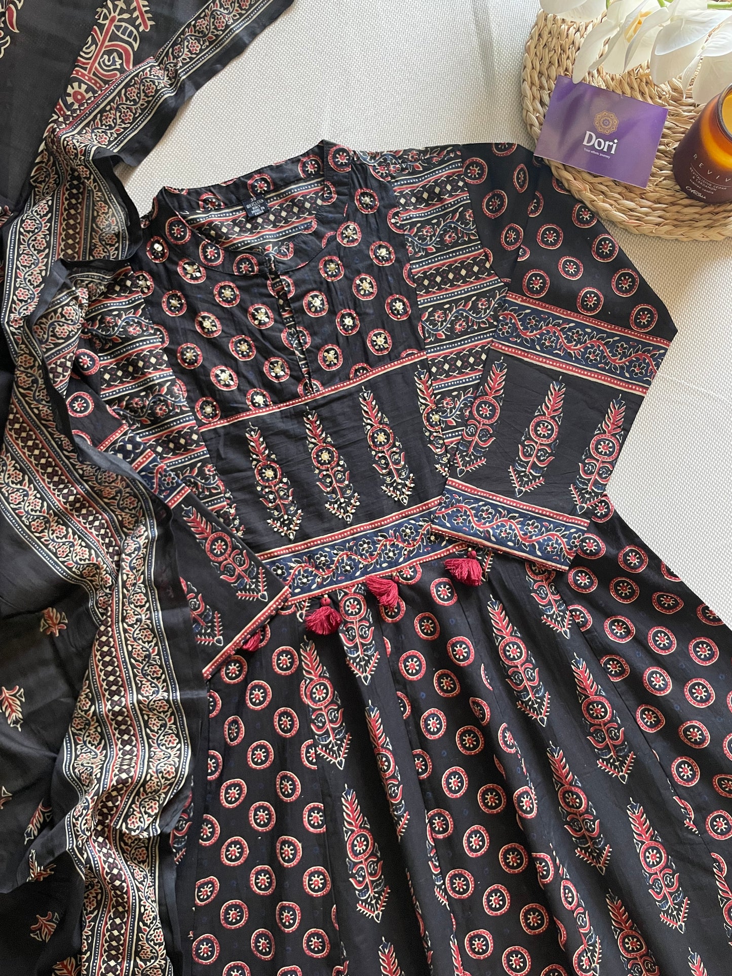 Ajrakh flared Anarkali