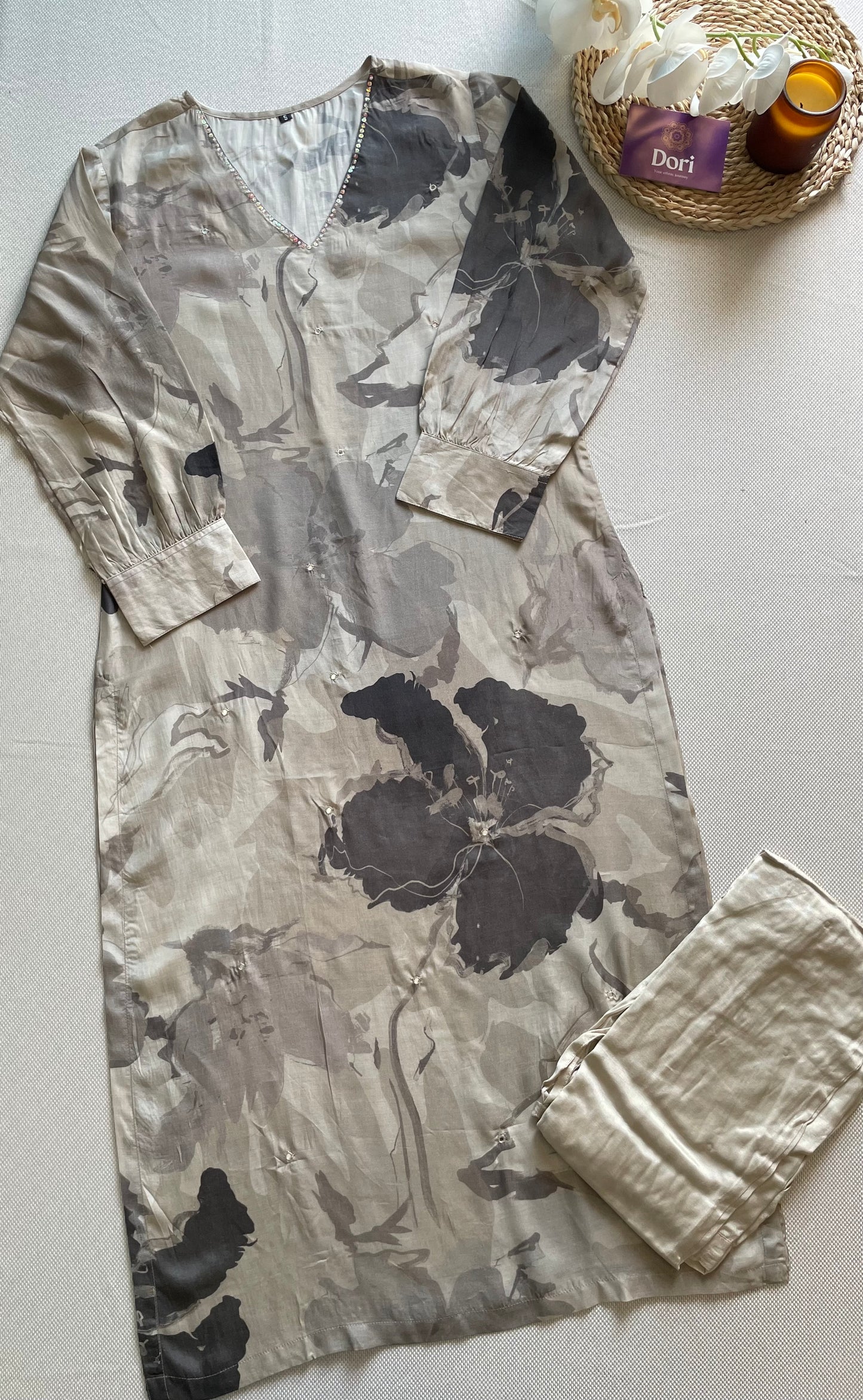 Muslin silk pant set