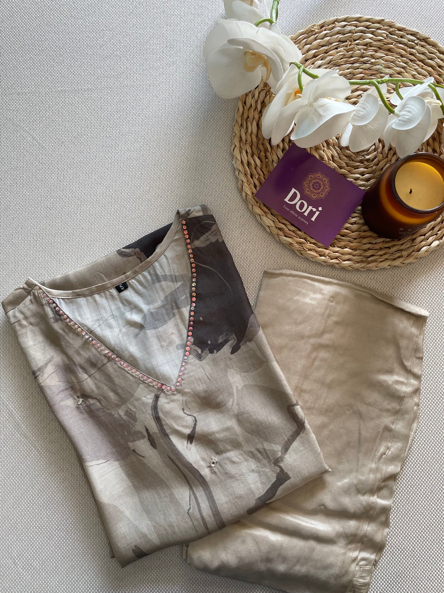 Muslin silk pant set