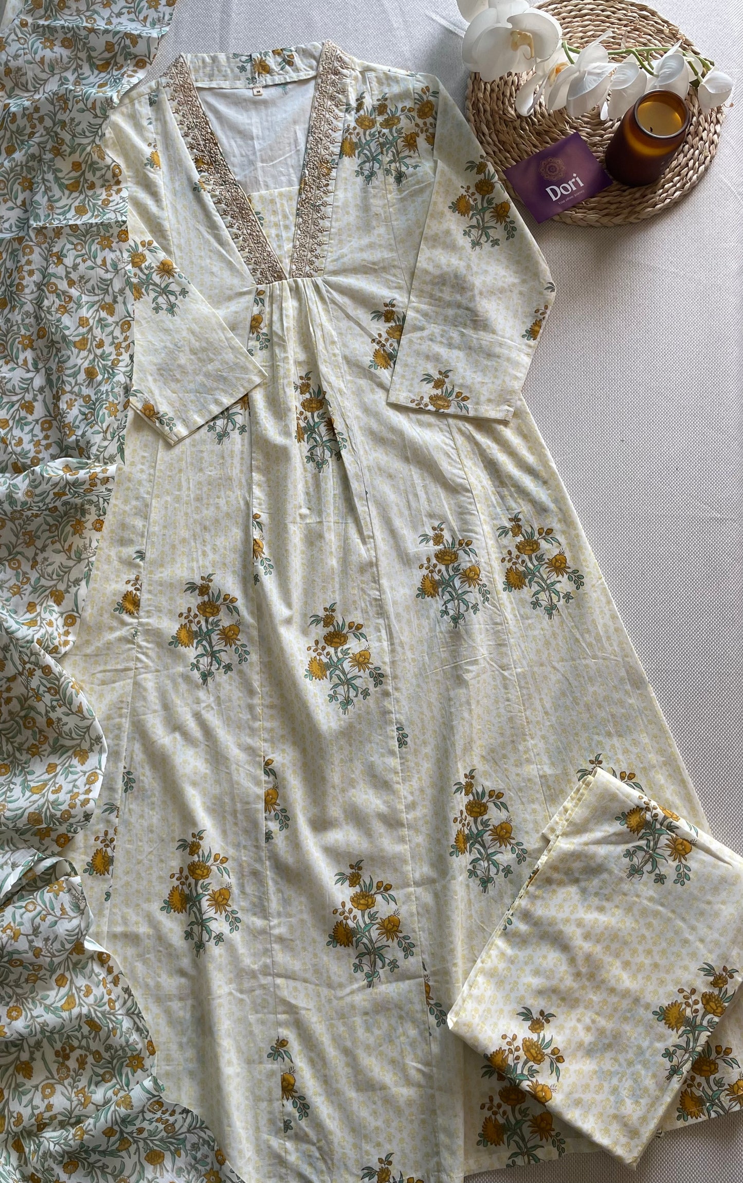 Cotton A-line suit with palazzo pant