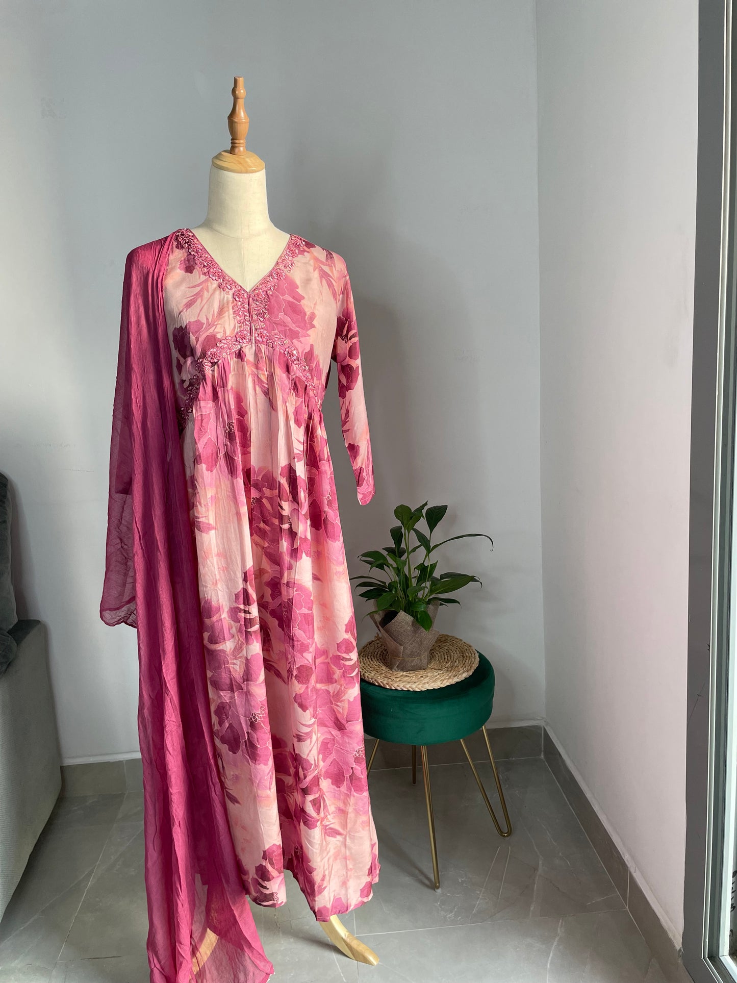 Muslin silk Anarkali