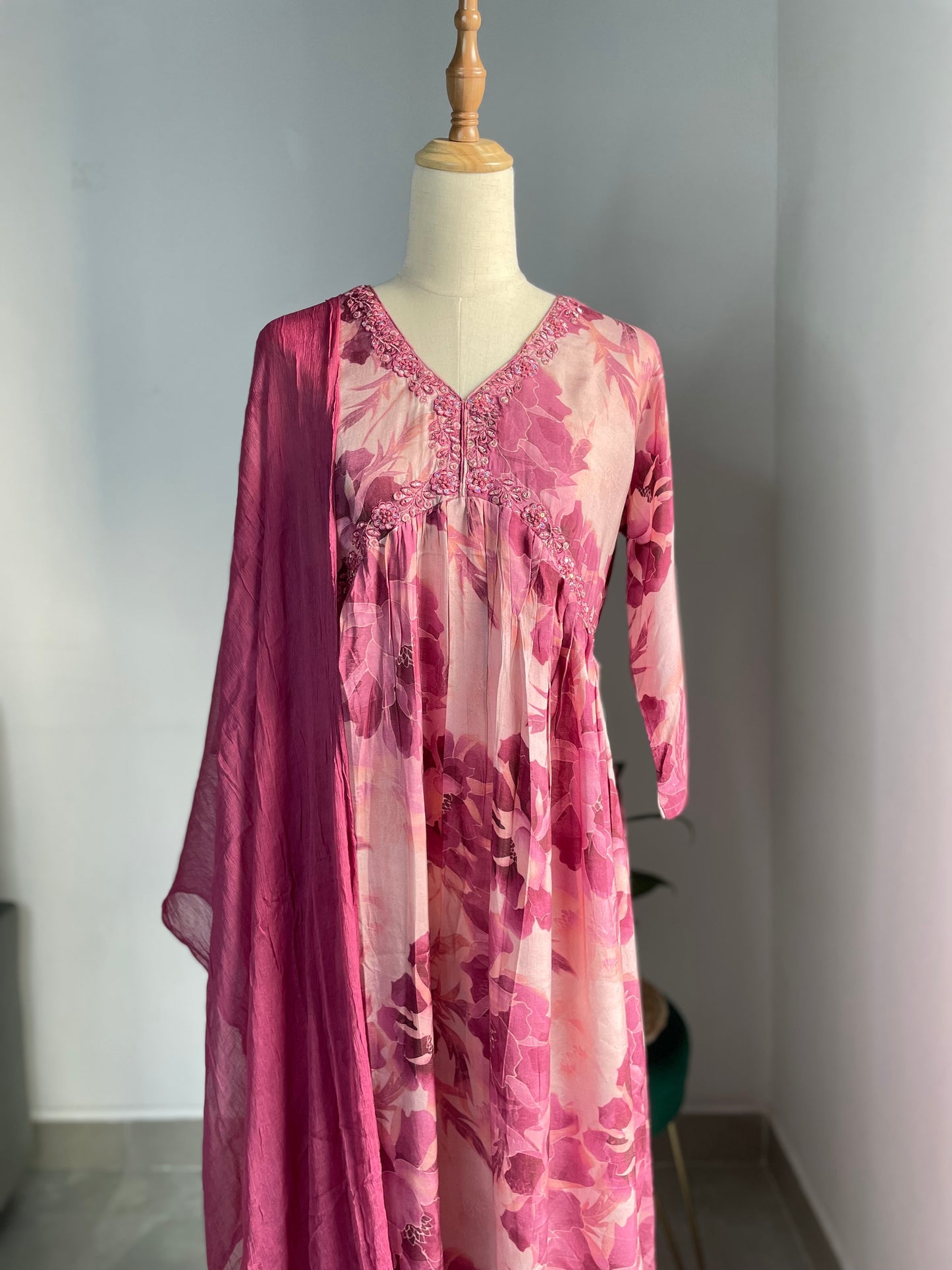 Muslin silk Anarkali