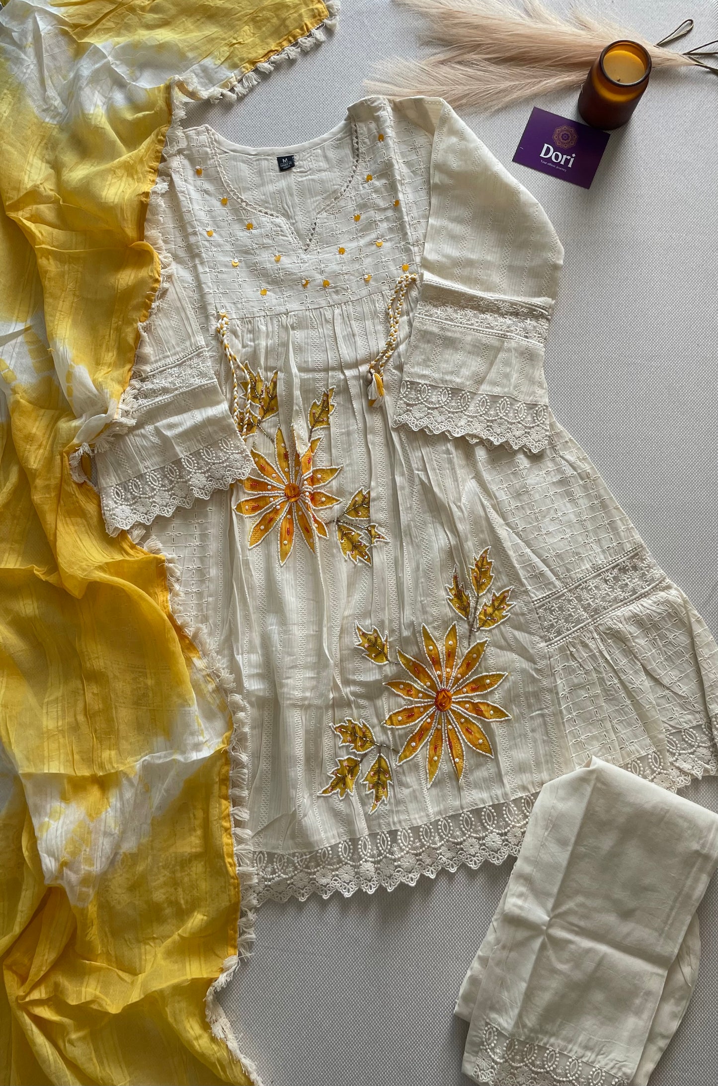 Premium schiffli cotton suit set