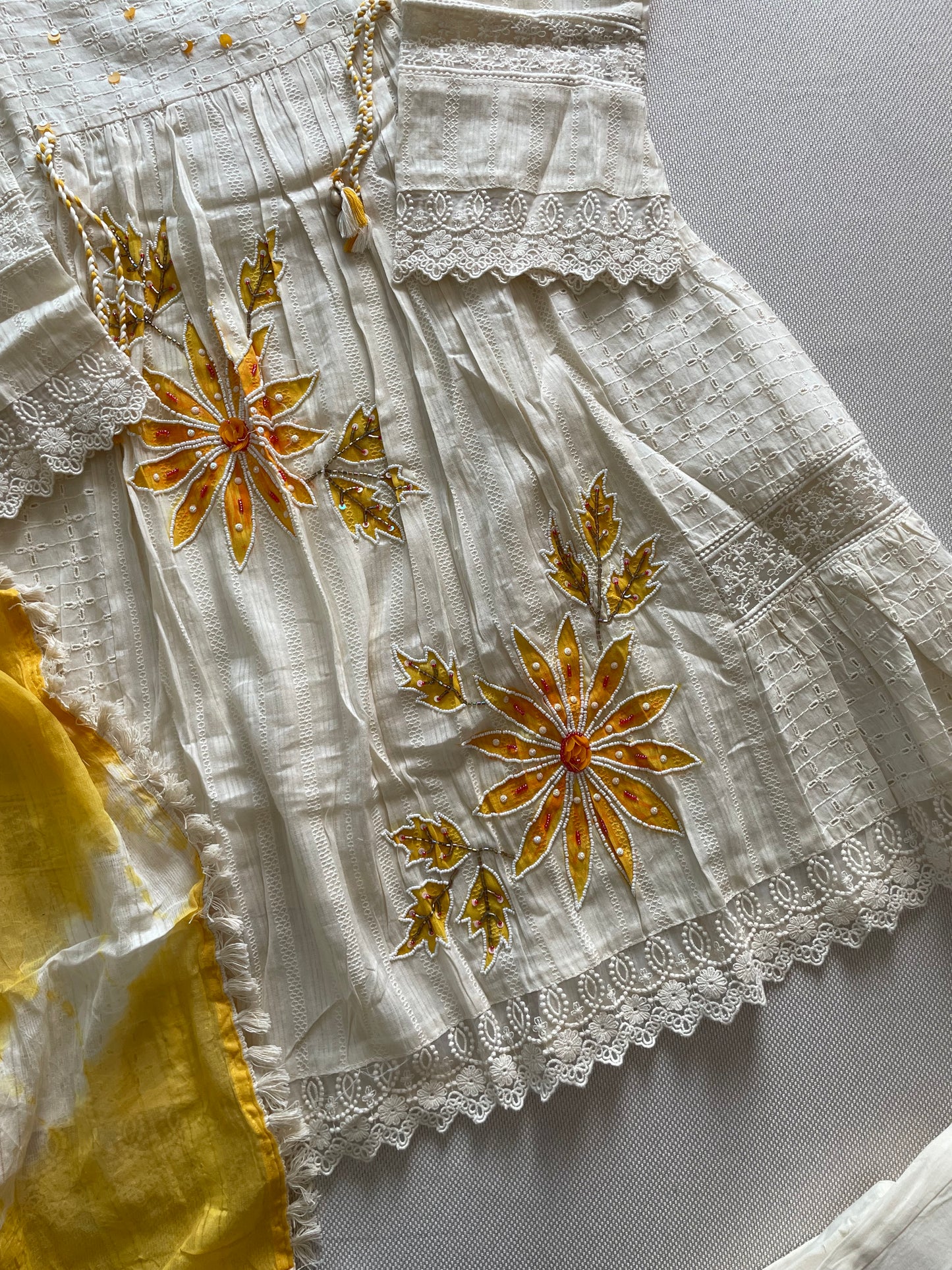 Premium schiffli cotton suit set