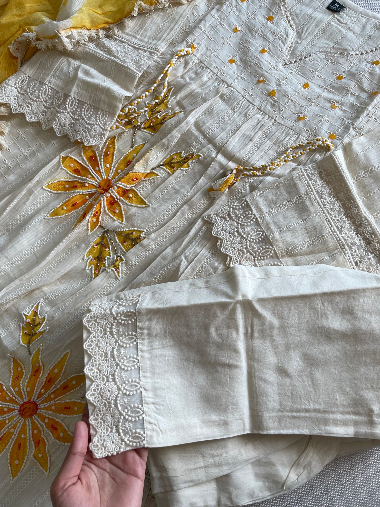 Premium schiffli cotton suit set