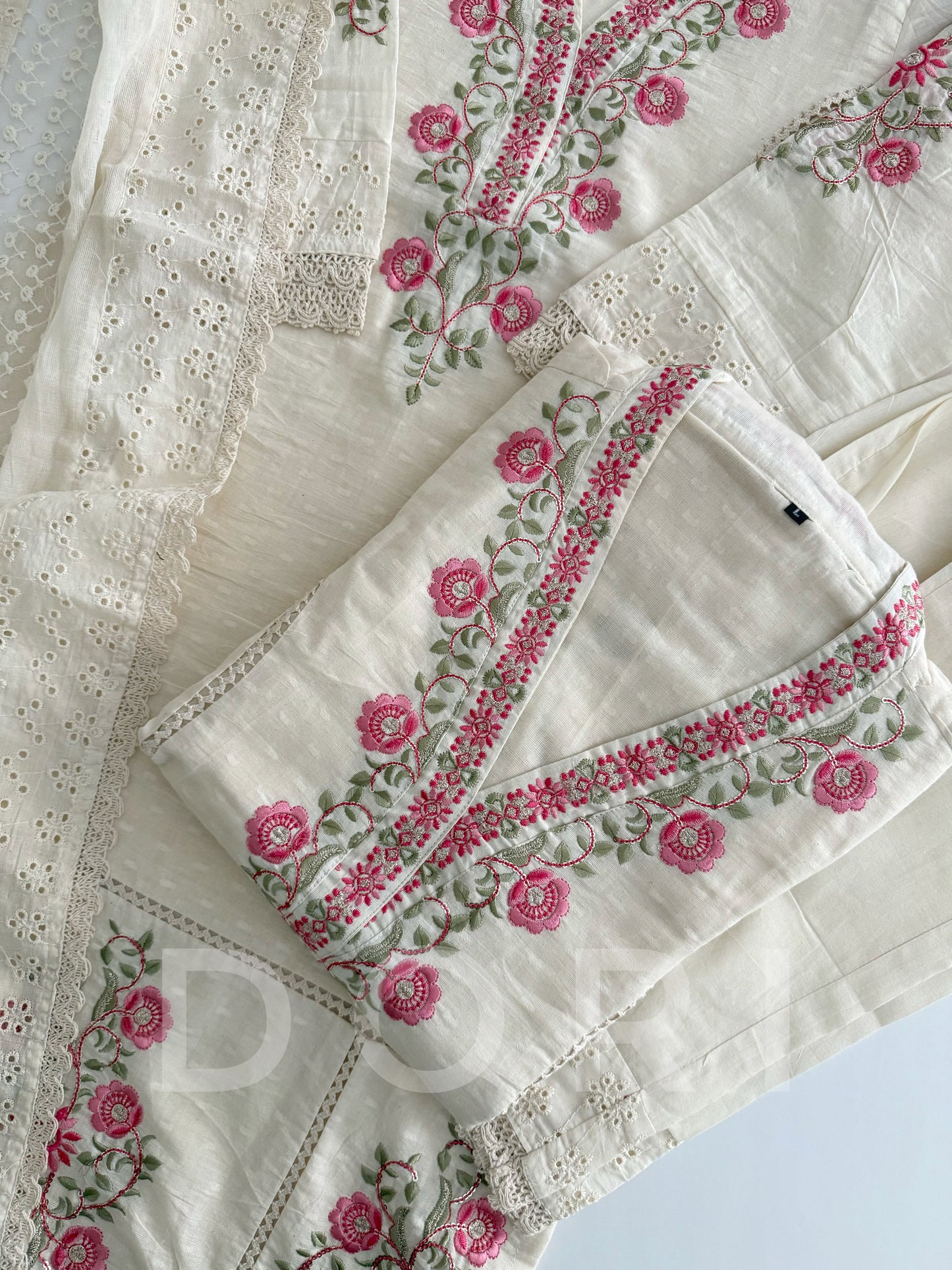 Designer schiffli suit set