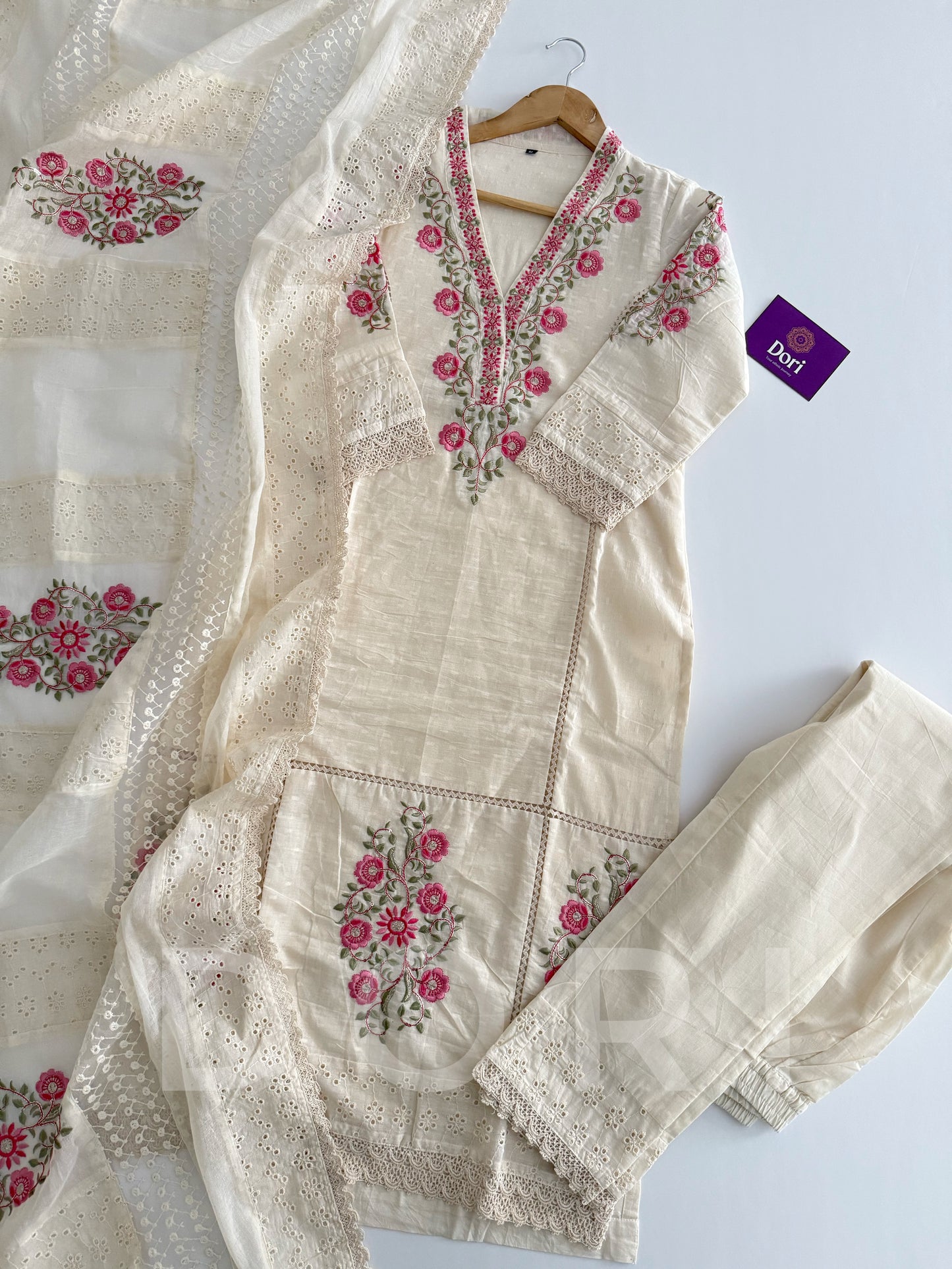 Designer schiffli suit set