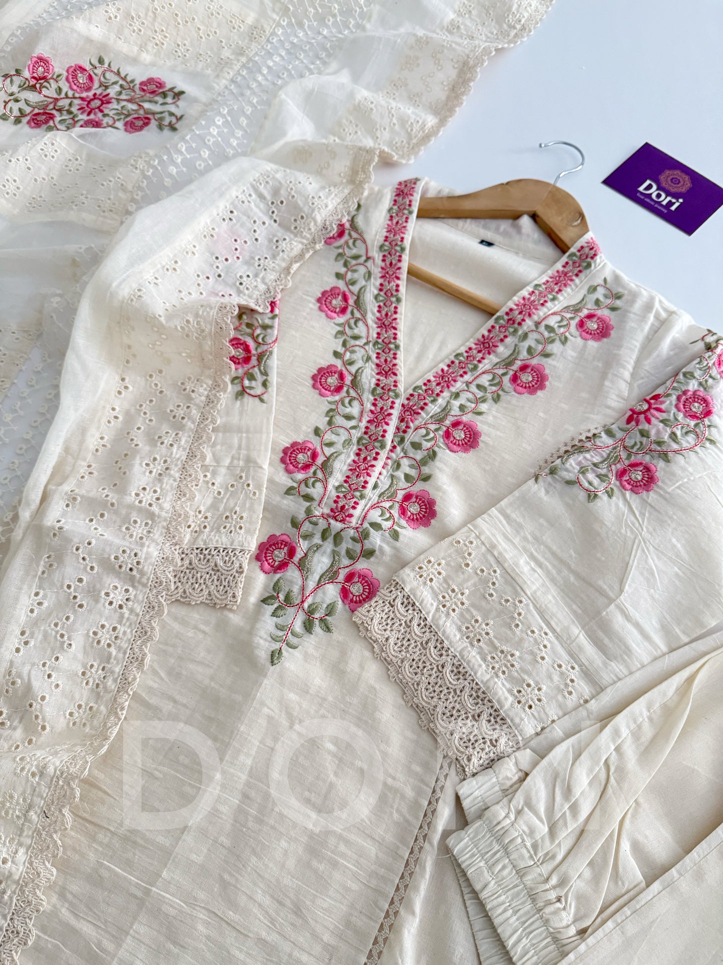 Designer schiffli suit set