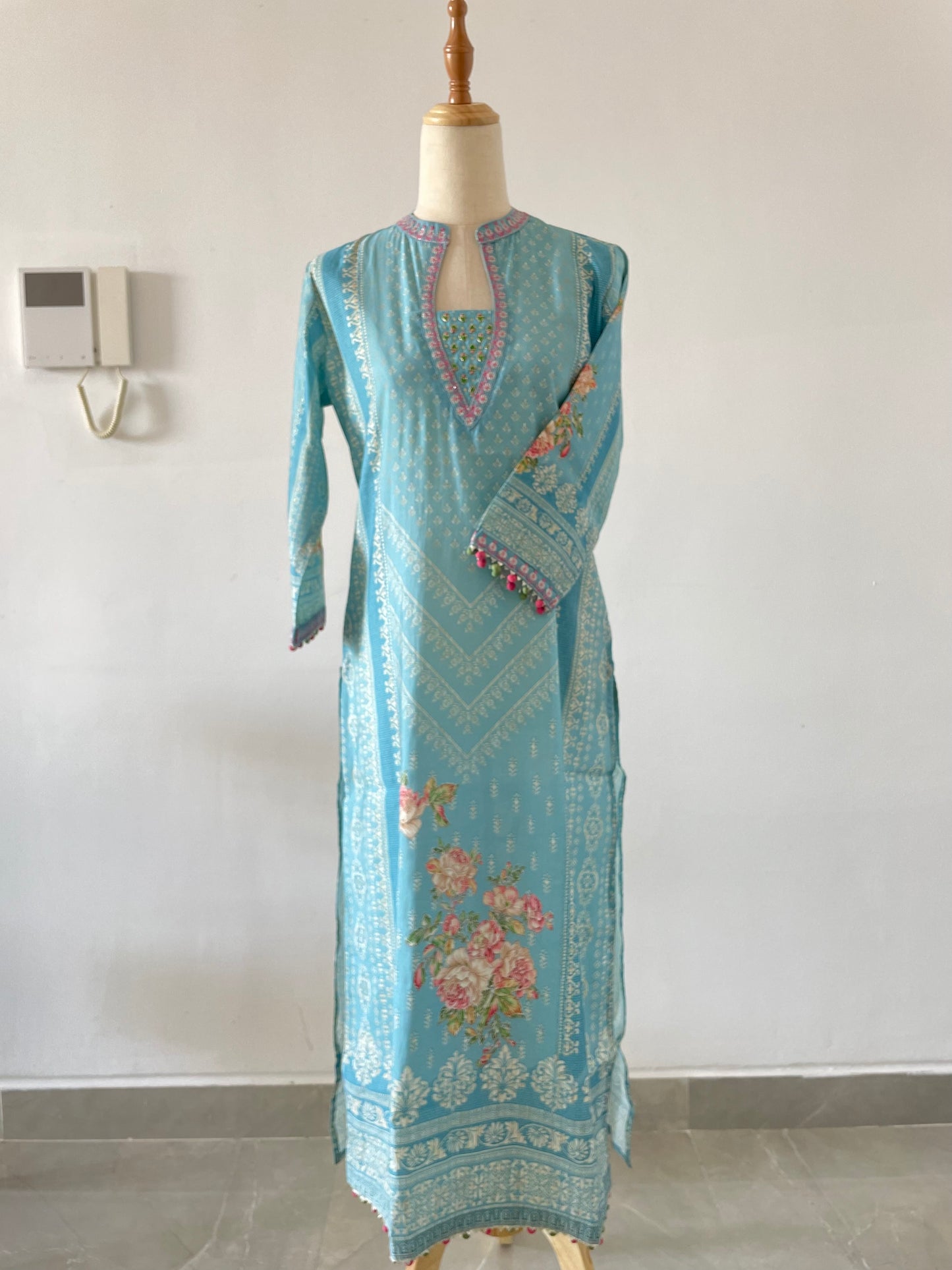 Digital printed muslin silk set