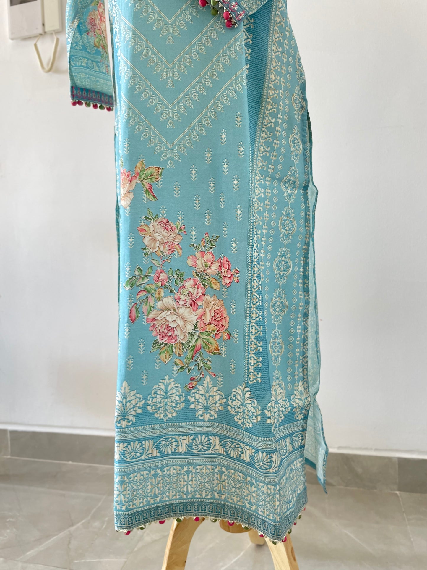 Digital printed muslin silk set