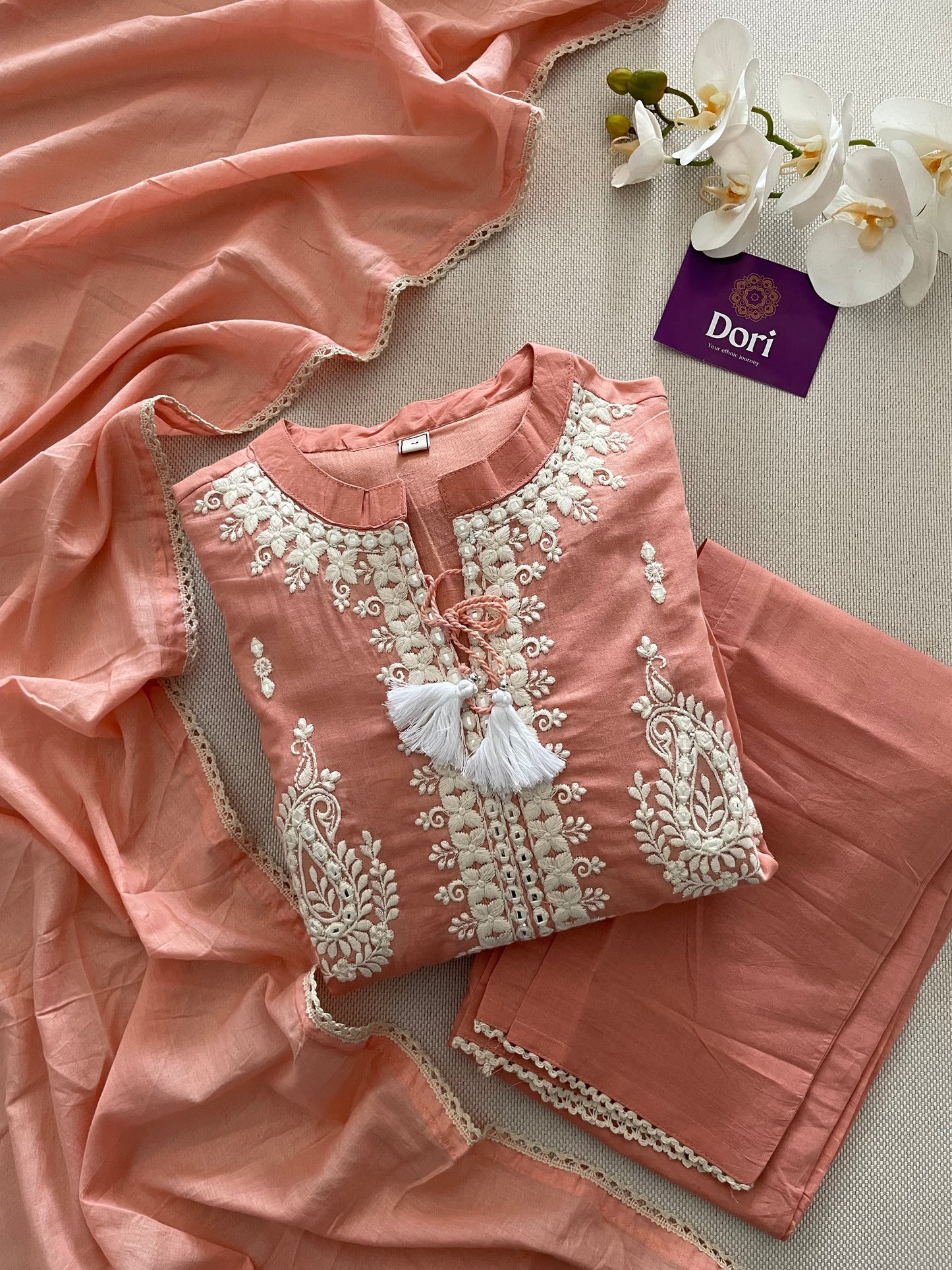 Peach Bandhej Anarkali