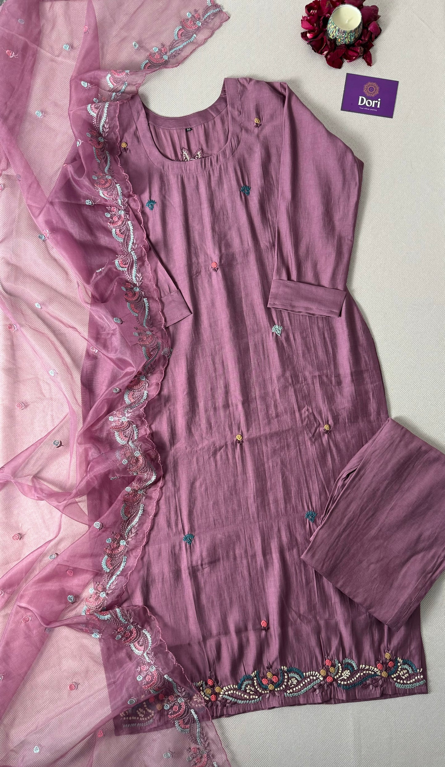 Lavender Muslin silk suit set