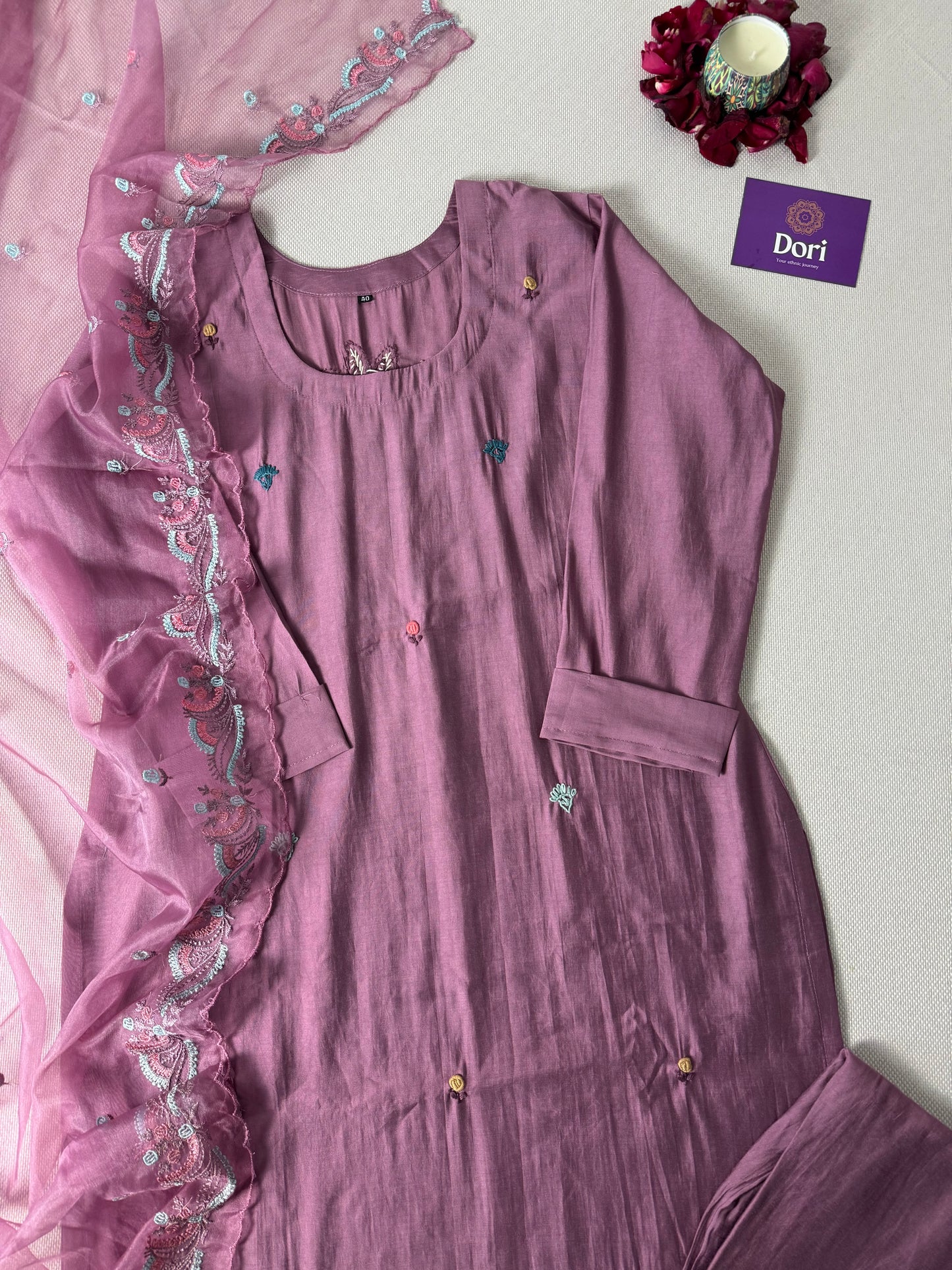Lavender Muslin silk suit set