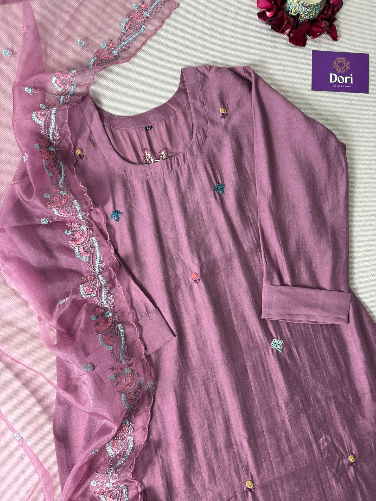 Lavender Muslin silk suit set