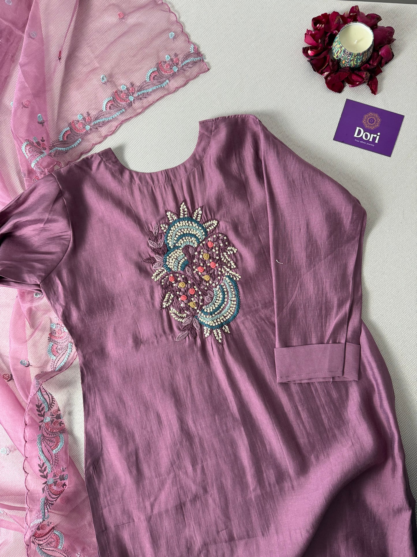 Lavender Muslin silk suit set
