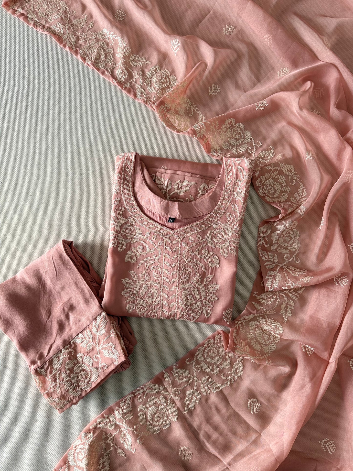 Noor Dusty pink organza suit