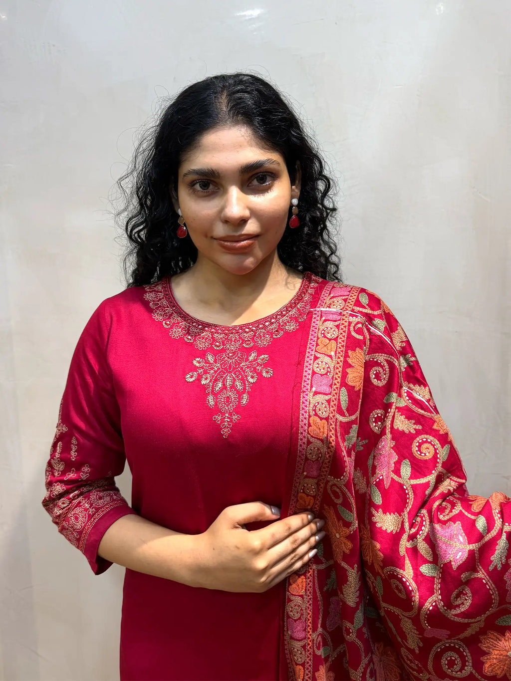 Red Gajji Silk Suit