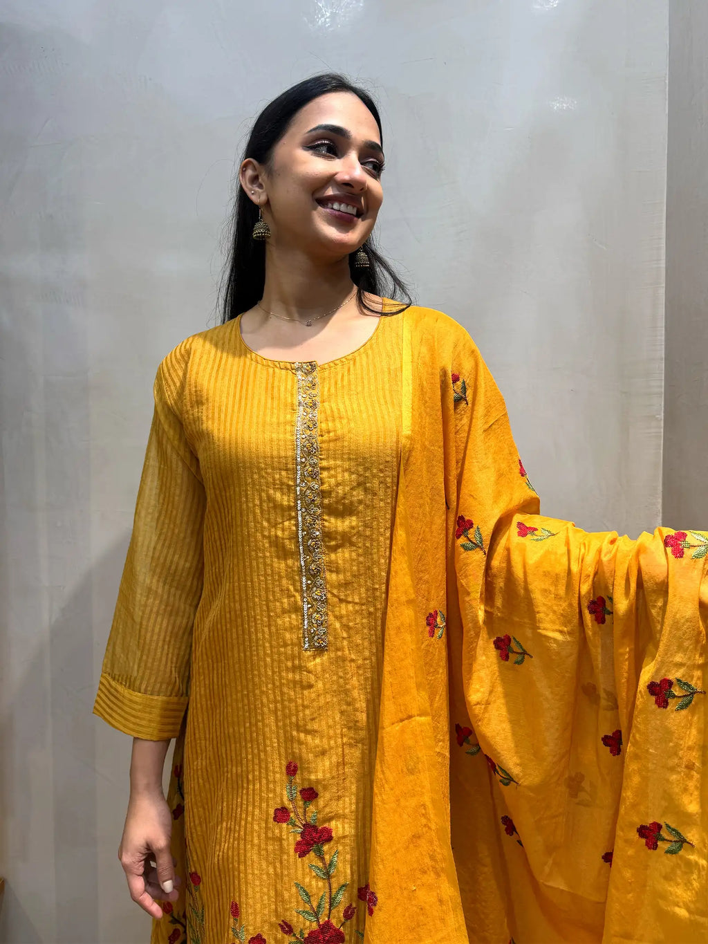 Mul chanderi suit set