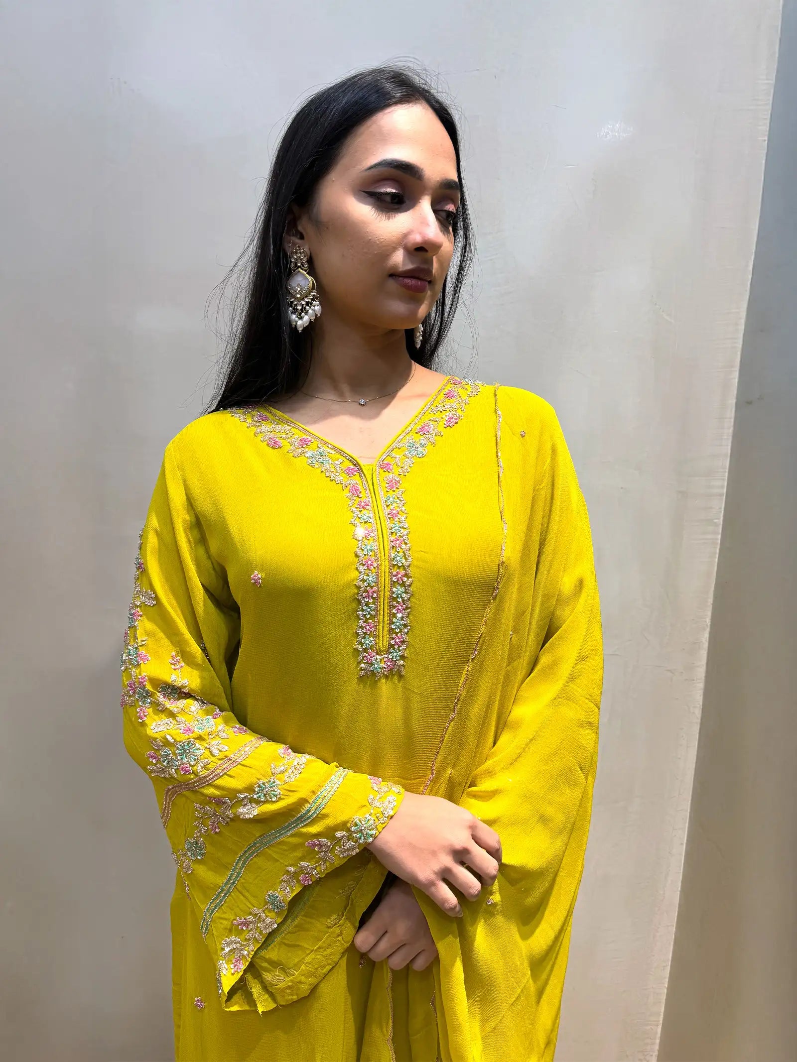 Premium georgette sharara suit with handwork