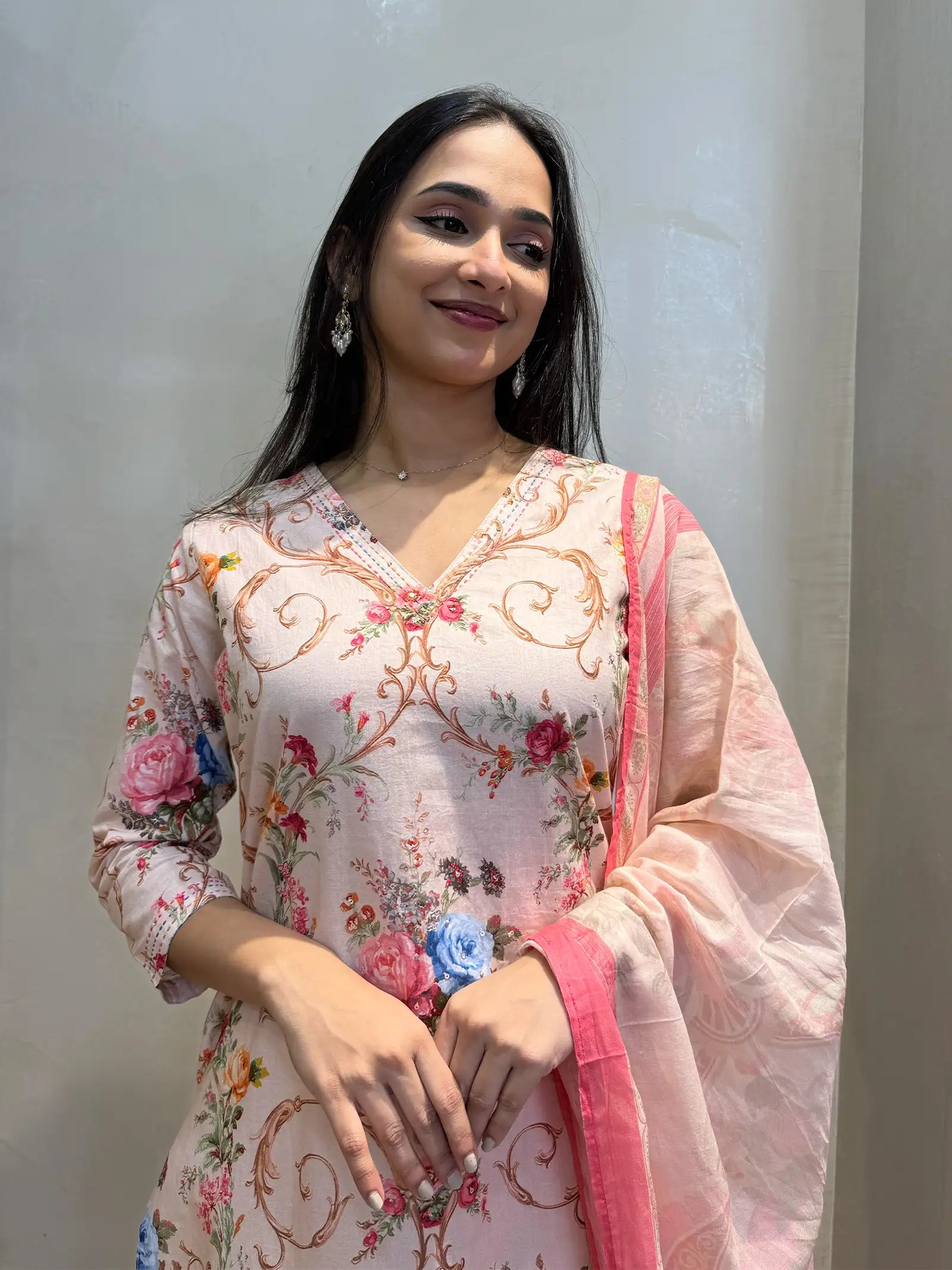 Peach cotton suit set