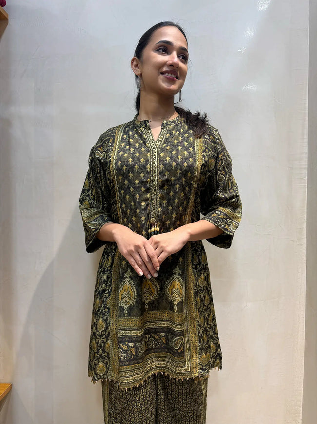 Olive grace designer Co-ord set Main Image