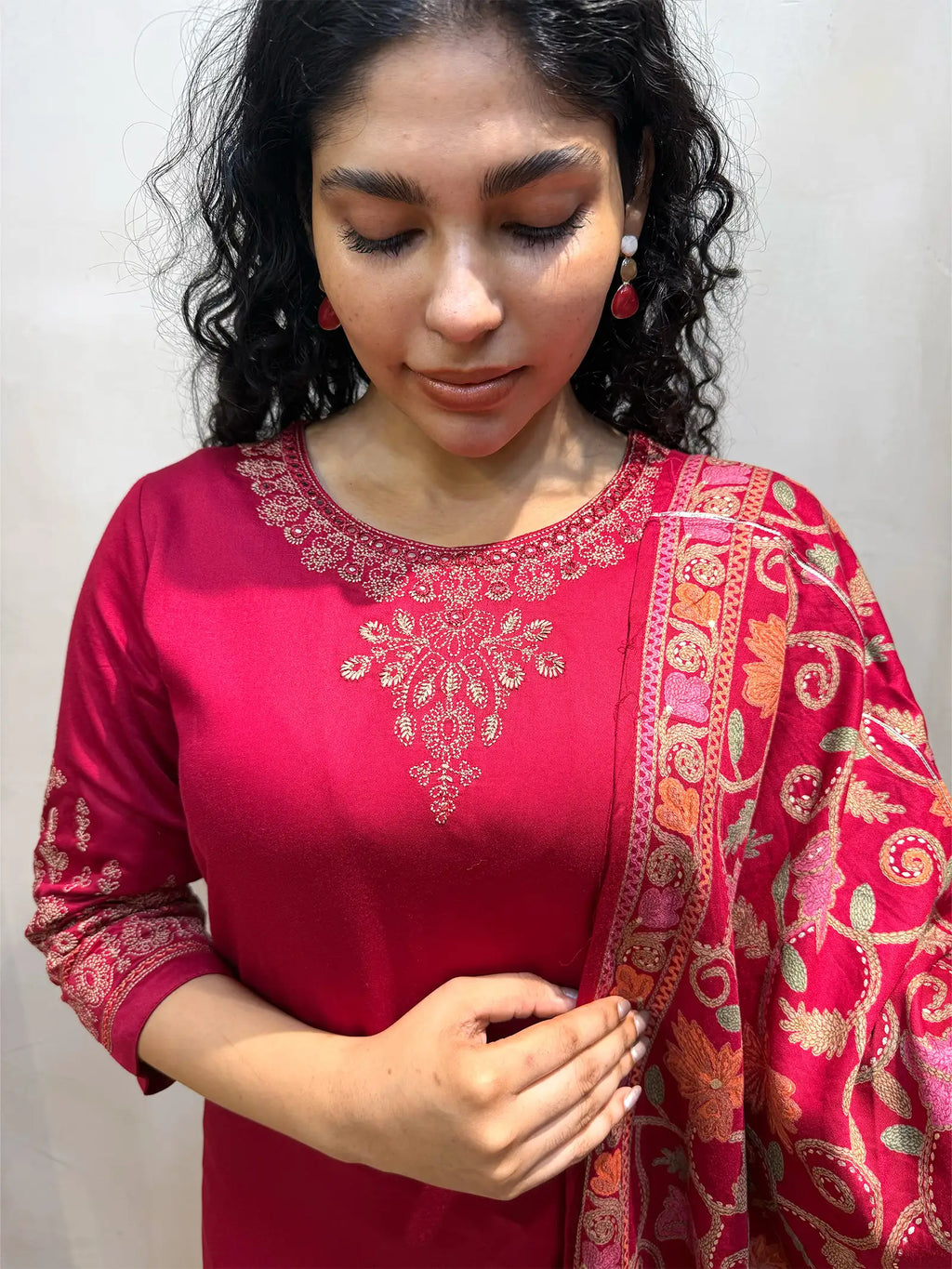 Red Gajji Silk Suit