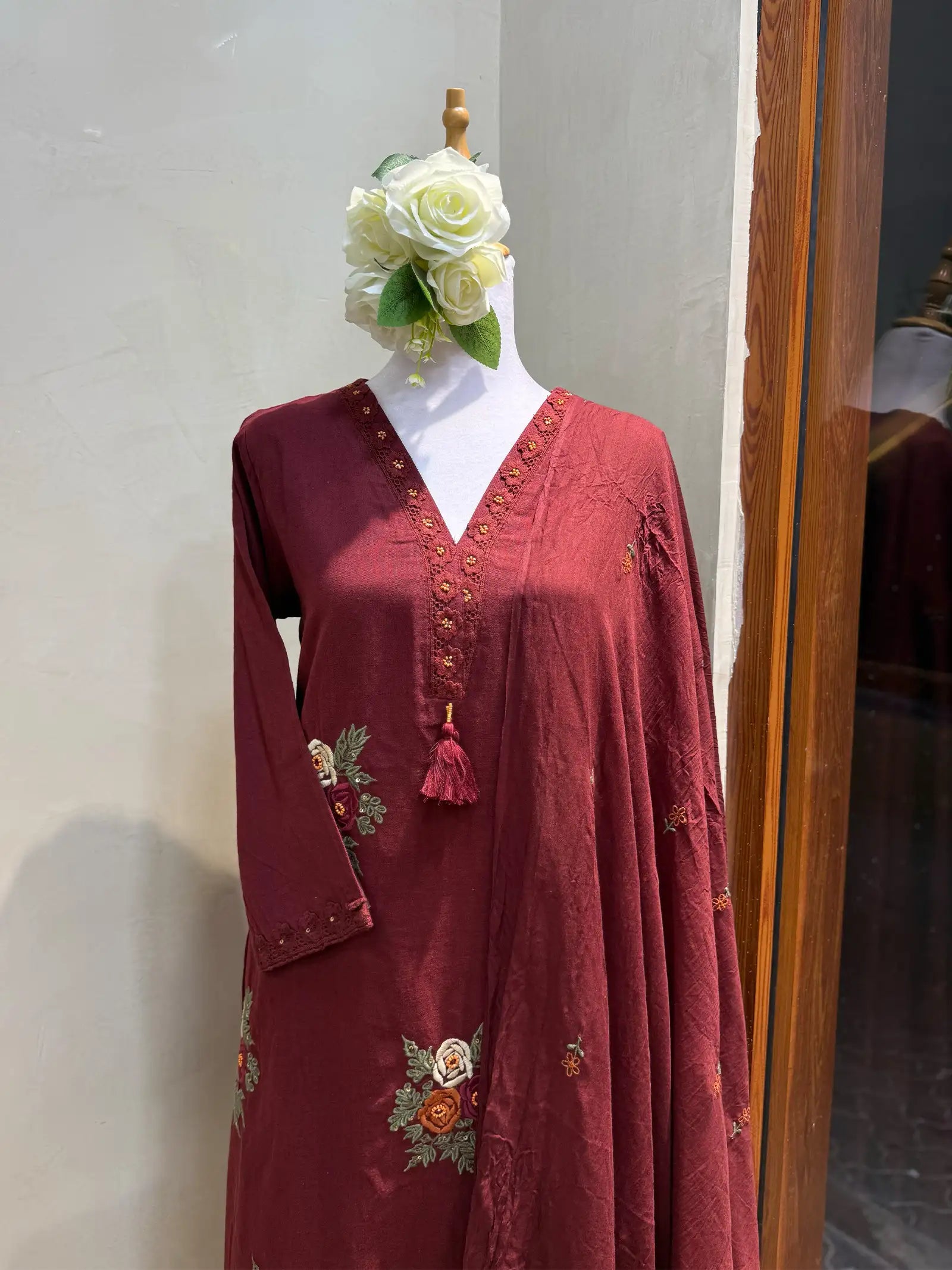 Maroon Floral Suit Set