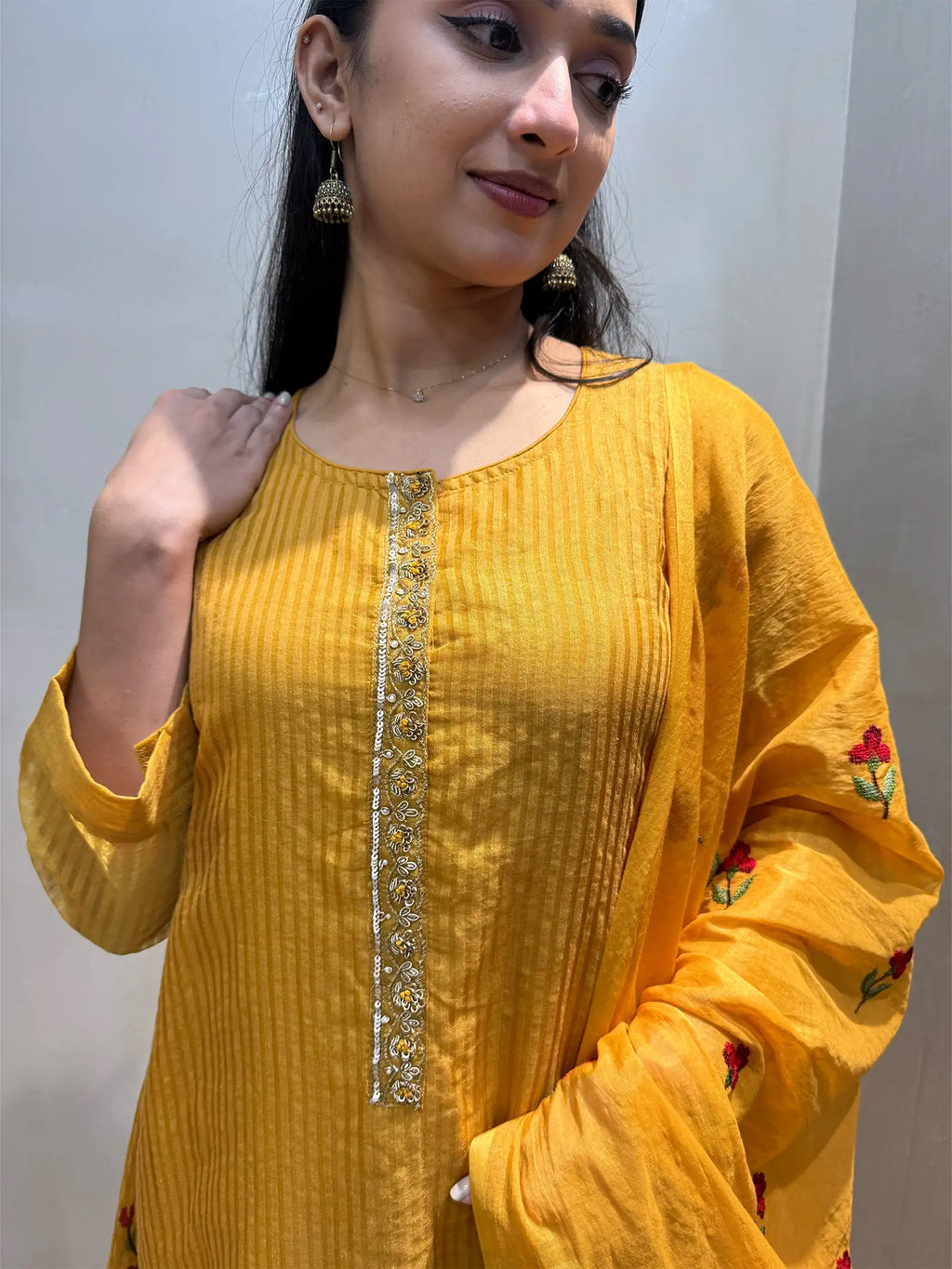 Mul chanderi suit set
