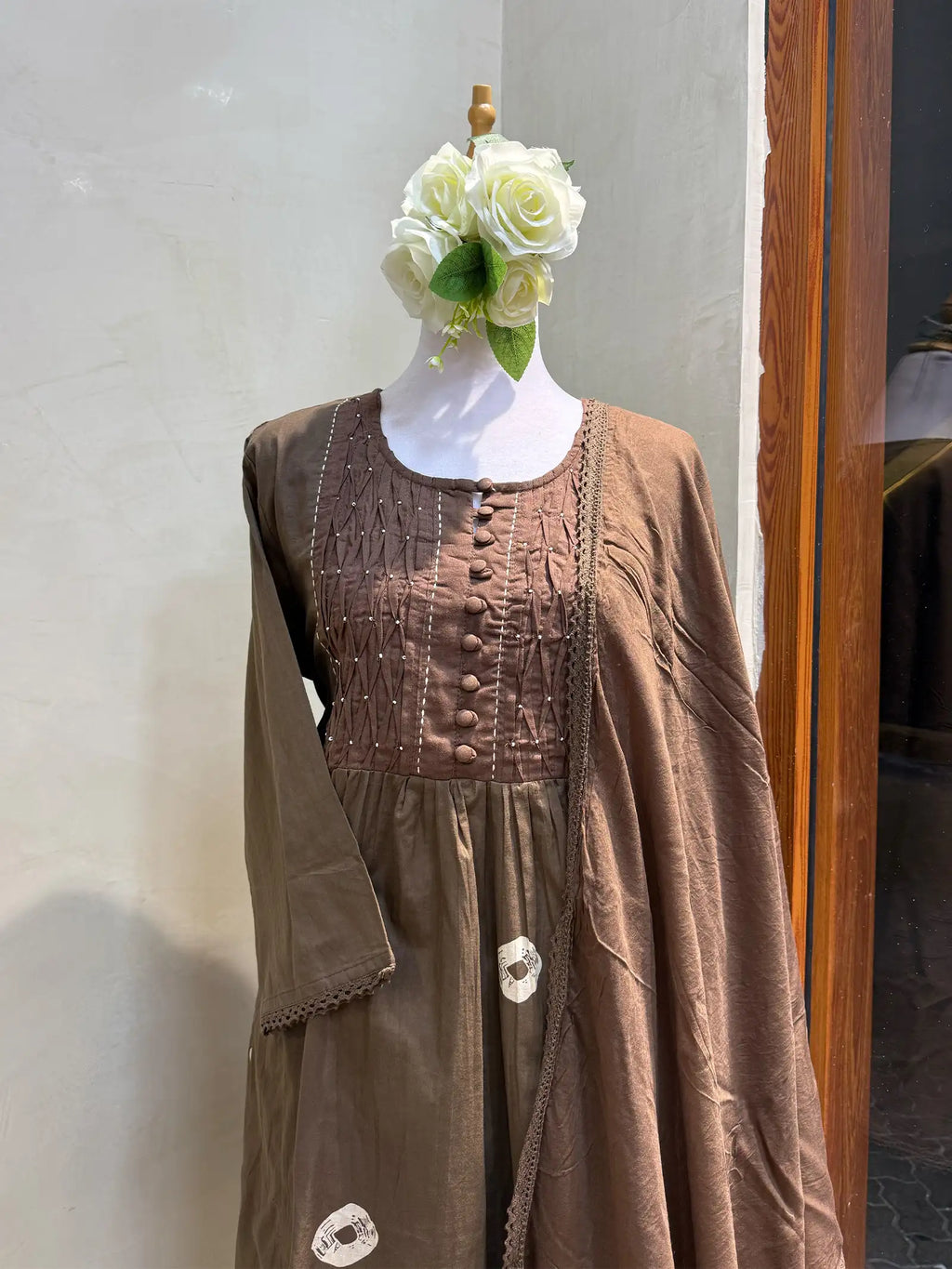 Brown Elegance Cotton Suit