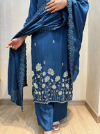 Blue silk suit set