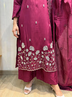 Maroon silk suit set