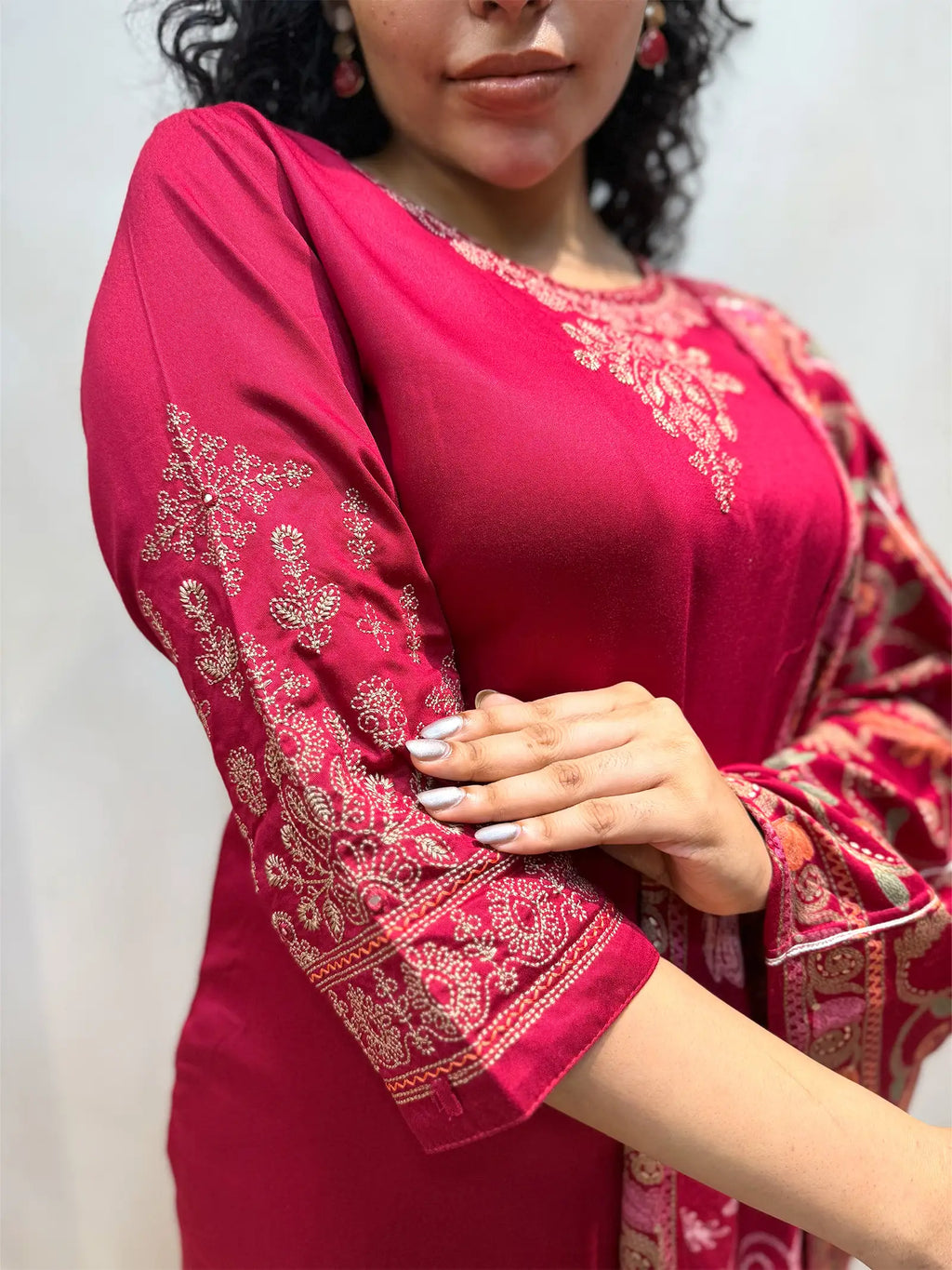 Red Gajji Silk Suit