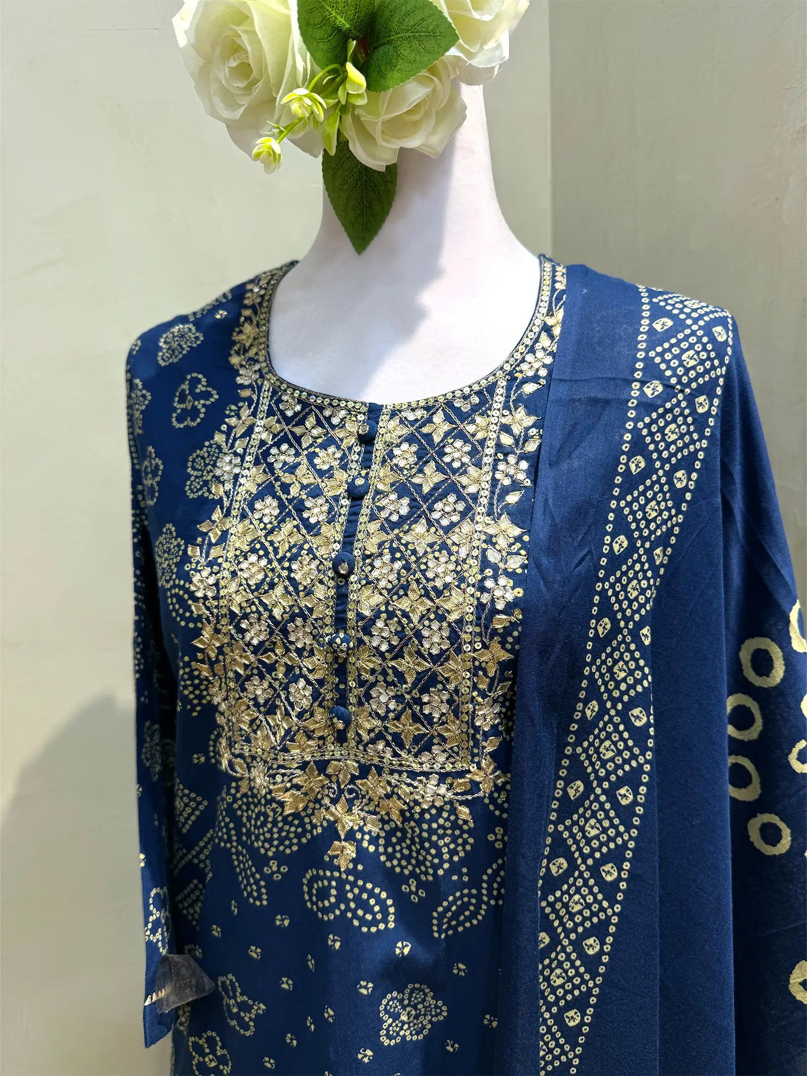 Blue Gotapati Cotton Suit Set