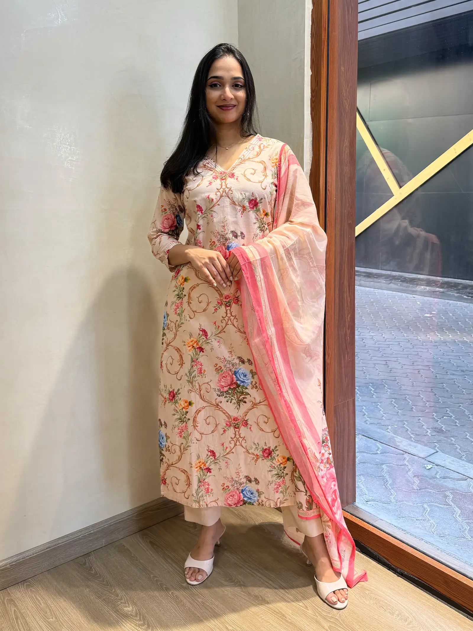 Peach cotton suit set