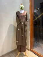 Brown Elegance Cotton Suit