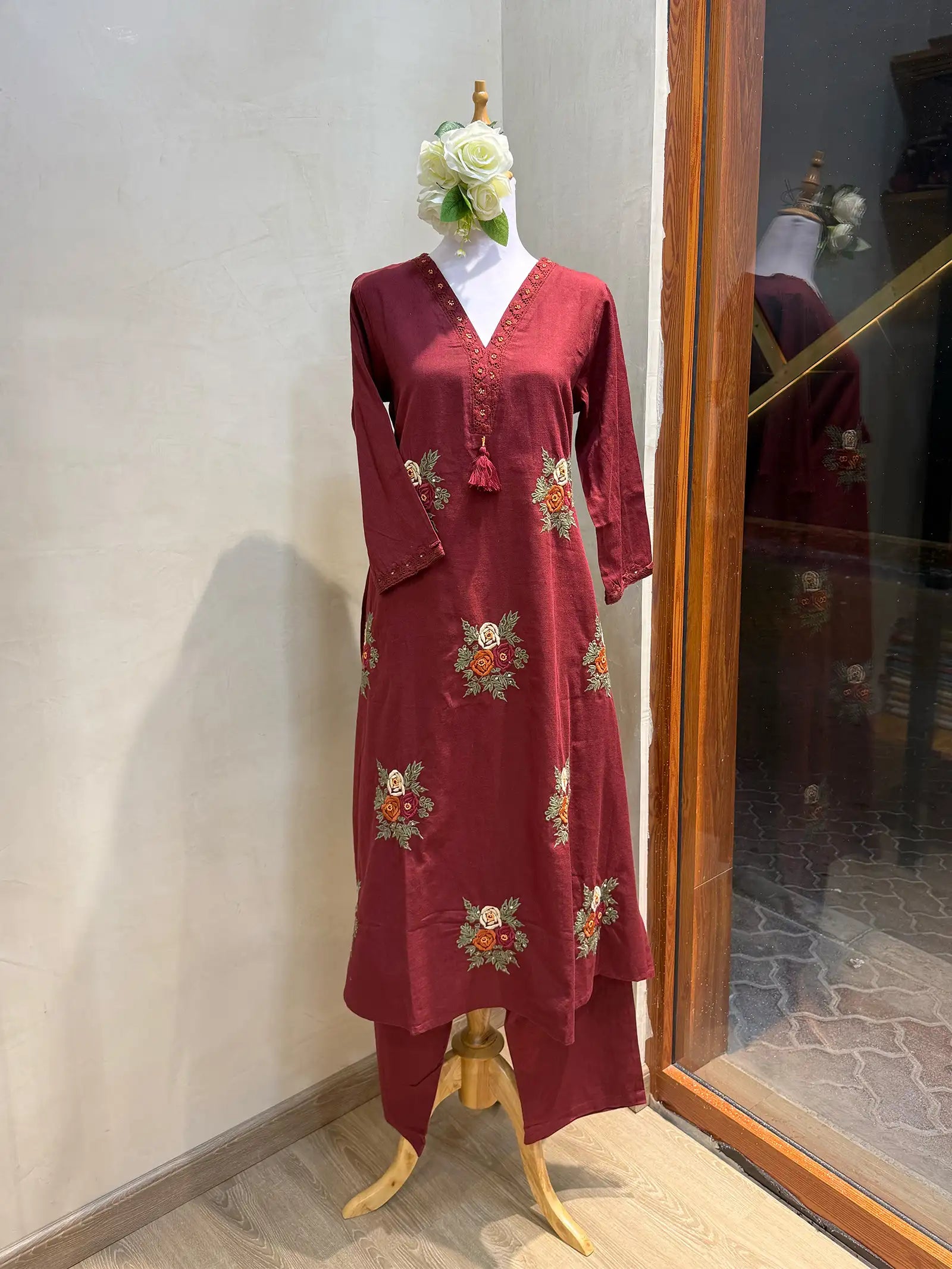 Maroon Floral Suit Set