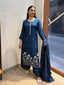 Blue silk suit set