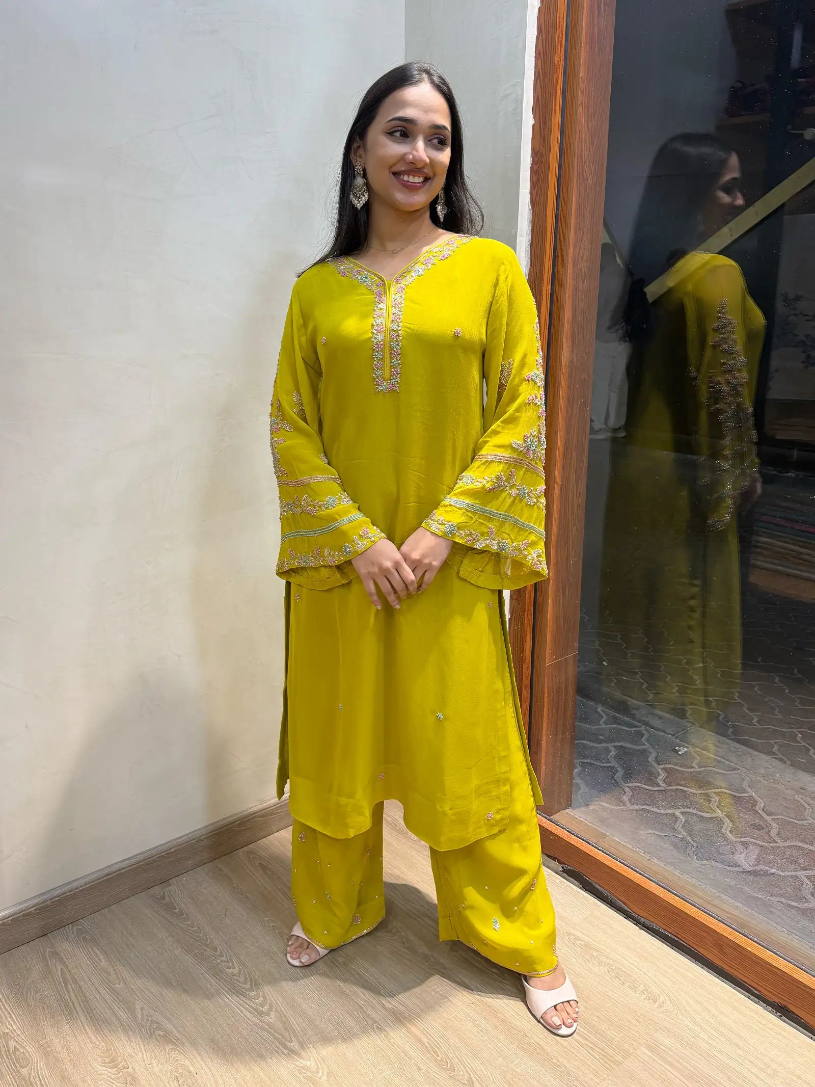 Premium georgette sharara suit with handwork