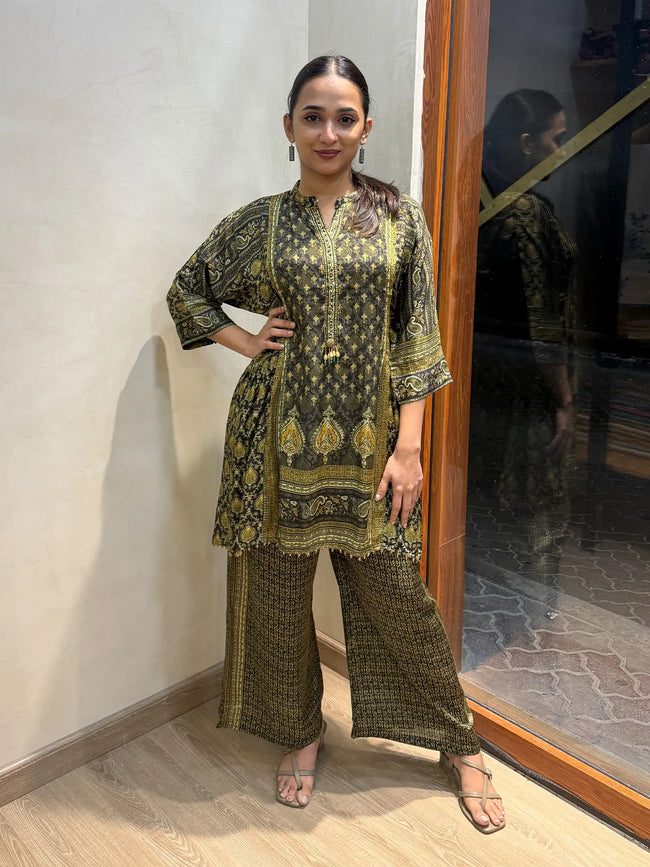 Olive grace designer Co-ord set Hover Image