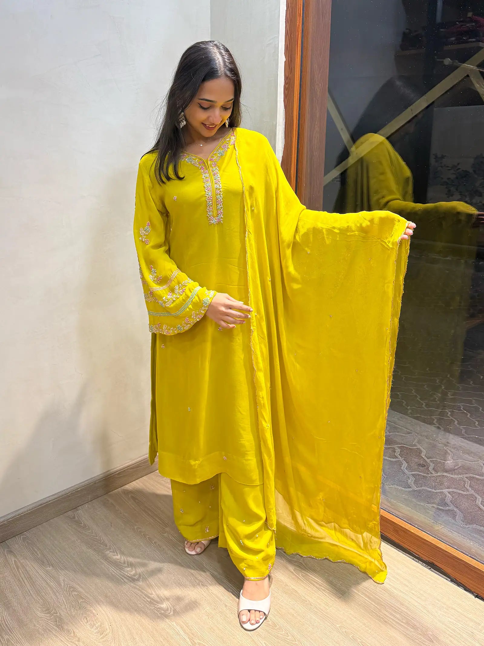 Premium georgette sharara suit with handwork