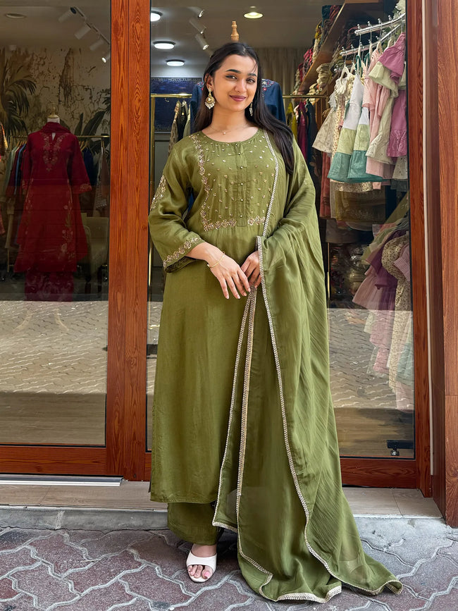 Russian Silk Handwork Suit Hover Image