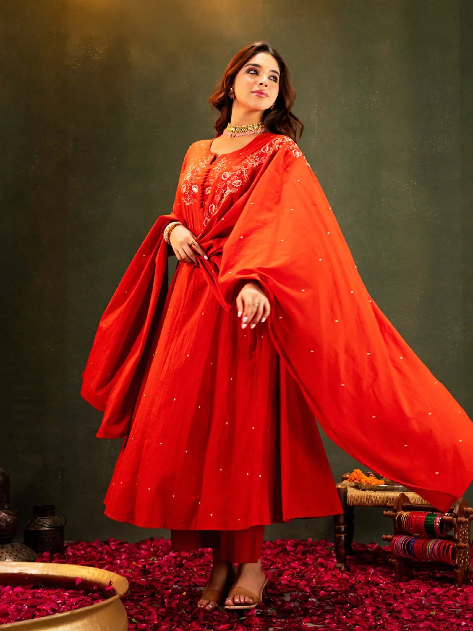 Rust Orange Anarkali