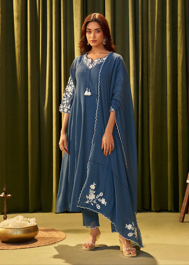 Indigo blue suit set Hover Image