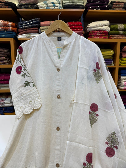 Ivory bloom handblock suit