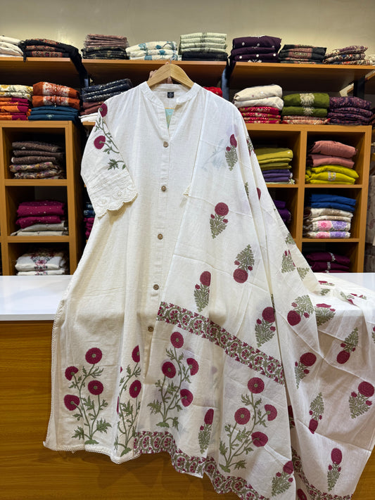 Ivory bloom handblock suit