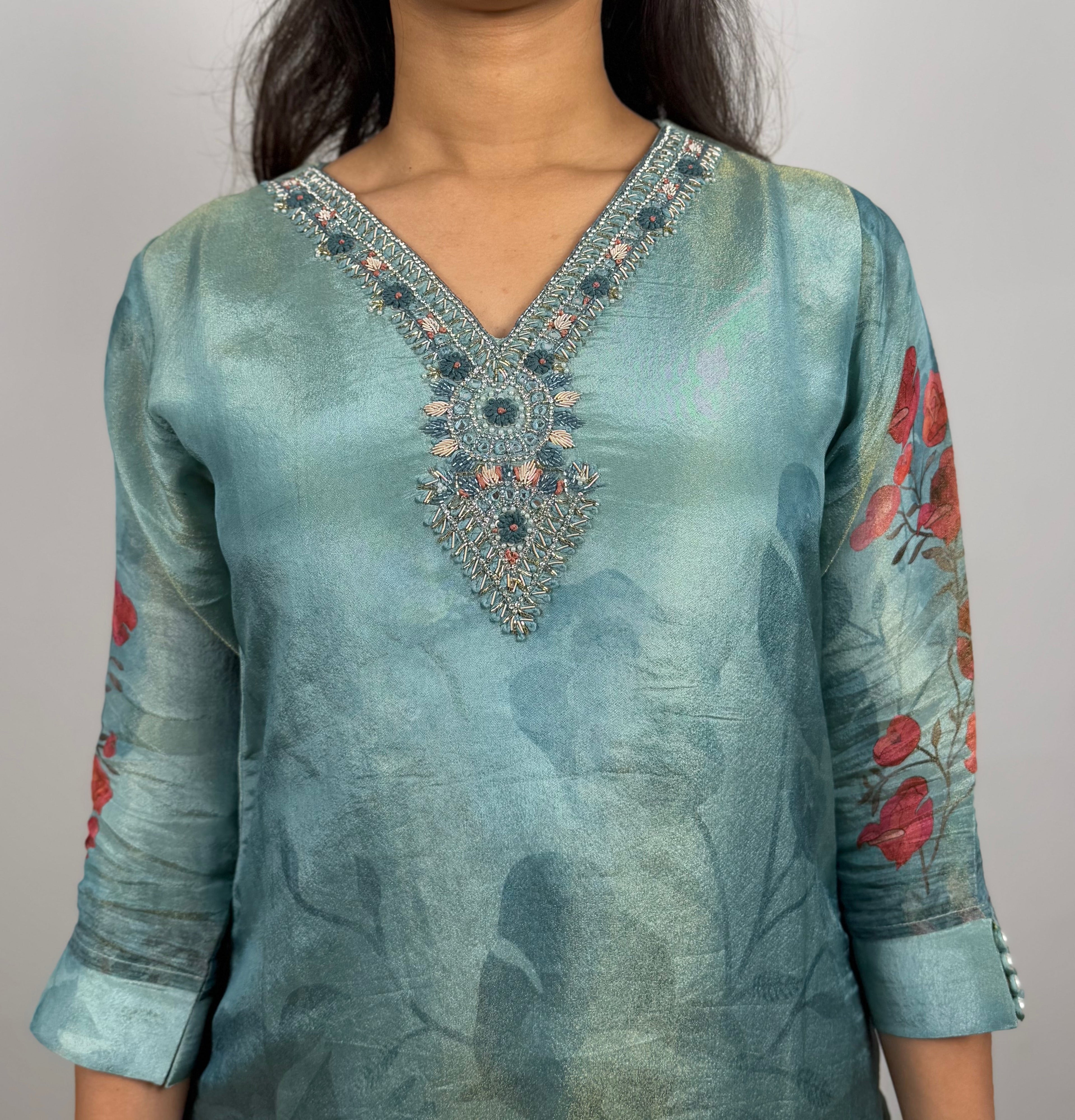 Premium shimmer tissue hand work suit