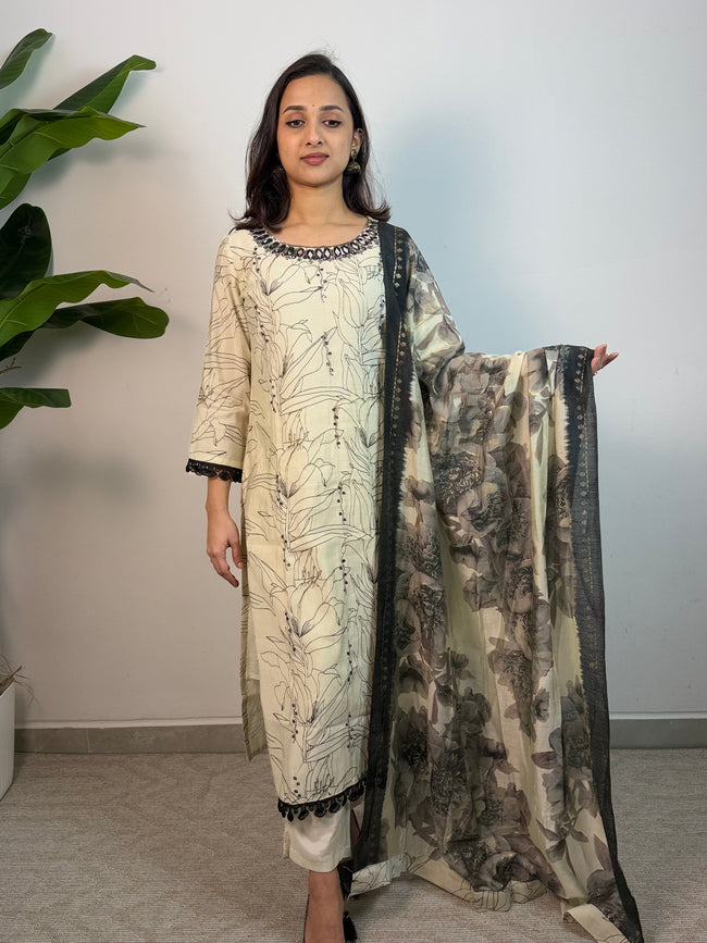 Sanam Muslin silk suit Hover Image