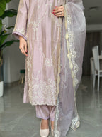 Haneen shimmer silk suit