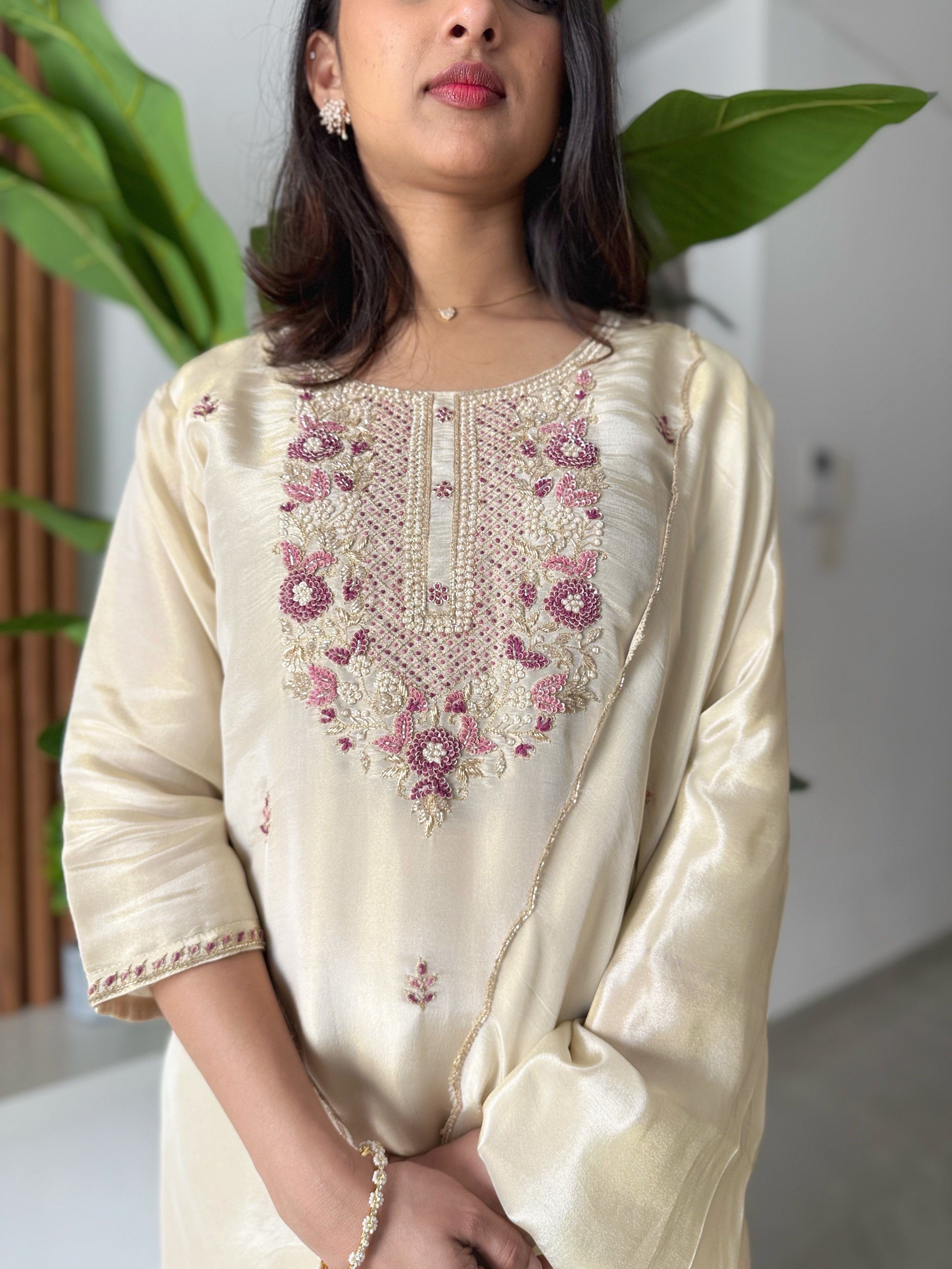 Ishq premium shimmer tissue suit